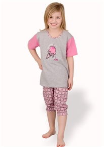 Dětské pyžamo s obrázkem zmrzliny a capri kalhotami