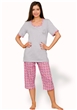 Dámské pyžamo capri se vzorem barevné kostky